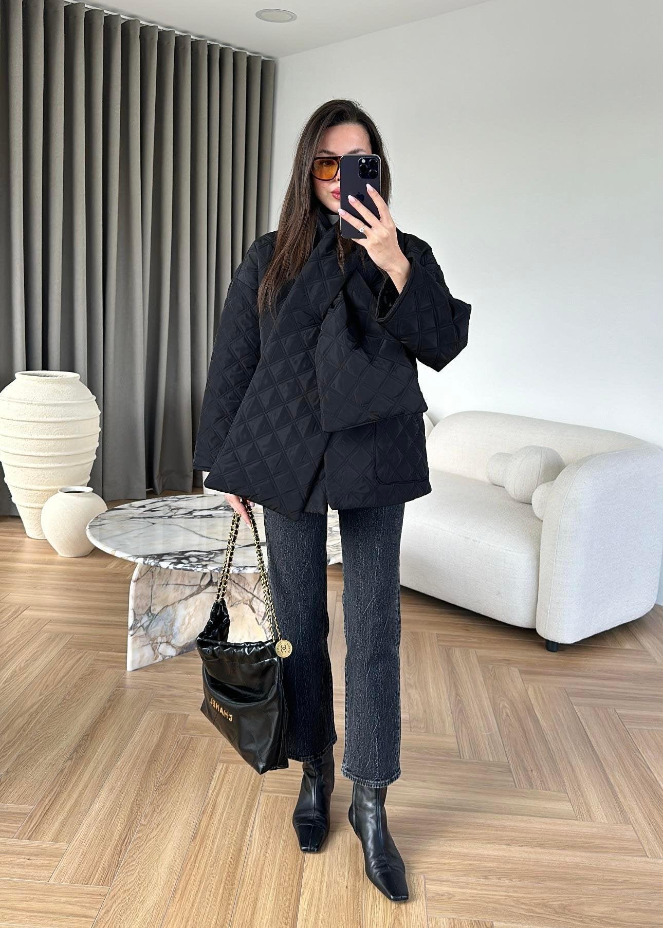 JACKET AVEC ECHARPE MATELASSÉE