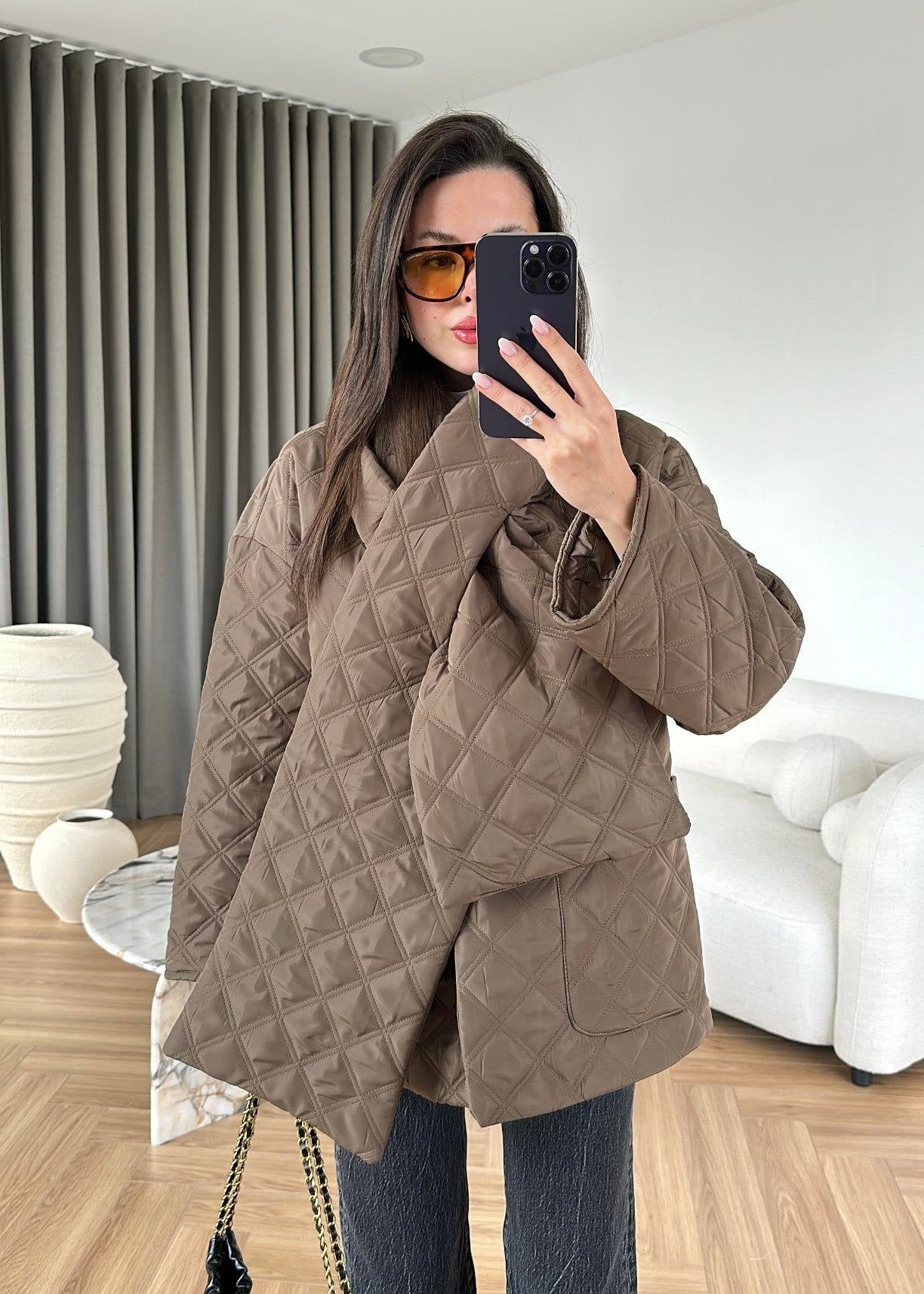 JACKET AVEC ECHARPE MATELASSÉE